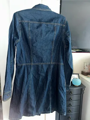 NWOT Frye Denim Button Down Mini Dress Dark Wash thumbnail 2