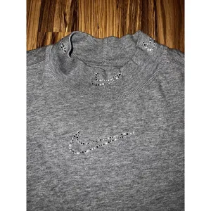 NIKE‎ WOMEN RHINESTONE MOCK Y2K CROP TOP Sz M Medium Long Sleeve Shirt thumbnail 2