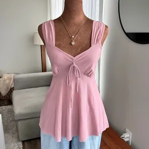 2000s Vintage Sweet Pea by Stacy Frati Pink Mesh Tie Front Babydoll Top Medium thumbnail 2