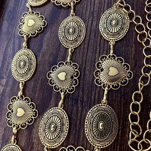 Gold Y2K Heart Oval Concho Waist Chain Belt, Fits 23.5-43 Inches, X7GA1300 thumbnail 7