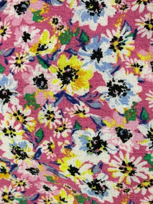 H&M Women’s Crinkle Cut Floral Print Off the Shoulders Quarter Sleeve Mini Dress thumbnail 6