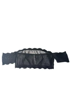 Victoria's Secret Black Floral Lace Bralette Off-Shoulder Cap Sleeve Wire-Free L thumbnail 2