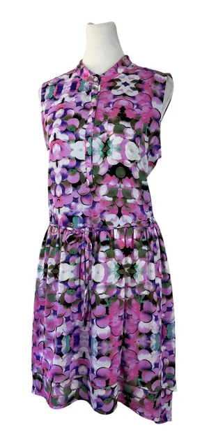L’Amour Nanette Lepore Abstract Print Sleeveless Belted Knee Length Dress thumbnail 1