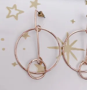 Modern rose gold dangle Earrings thumbnail 2