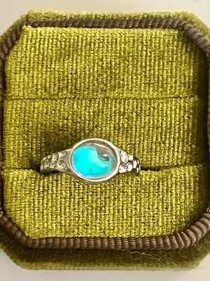 Cat Eye Design Gorgeous Gemstone Stainless Steel Silver Open Band Size 6 thumbnail 2