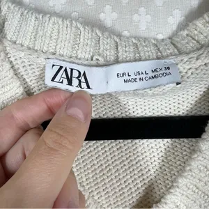 Zara Cream Cotton Blend‎ Knit Sweater Vest thumbnail 3