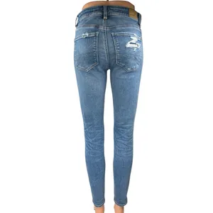 American Eagle Next Level Stretch Women's Blue Distressed Skinny Denim Jeans 4 thumbnail 3
