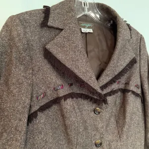 Kay Unger Vintage Coquette Girl Blazer Women's 4‎ Brown Tweed Career Boho Dainty thumbnail 2