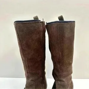 Lands’ End Suede Zip Up Boots‎ Women's 11B Brown Winter Comfy Boots thumbnail 3