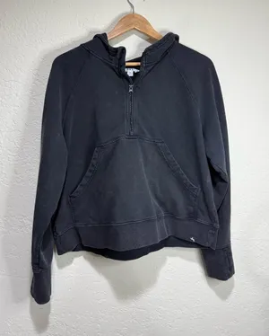 JoyLab Black Quarter Zip Pullover Hoodie Cropped Activewear Size Large thumbnail 1