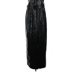 LAMARQUE Black Faux Leather Button Front Belted Maxi Dress XS Goth thumbnail 3