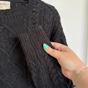 Denim & Supply Ralph Lauren Black Cableknit Boxy Crewneck Sweater Small thumbnail 4