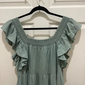 Mustard Seed Seafoam Green Smocked Ruffle Tiered Maxi Dress thumbnail 8