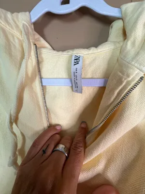 Zara Yellow Asymmetric Hem Cropped Hoodie thumbnail 2