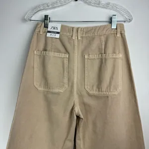 NWT ZARA Marine Culotte Crop Pants Jeans Sz 4 Sand Beige thumbnail 11