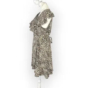 Free People French Quarter Wrap Mini Dress Women's Medium Black Brown White thumbnail 4