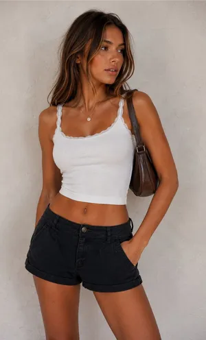 Abercrombie & Fitch Vintage Black‎ Low Rise Preppy Y2K Chino Shorts thumbnail 1
