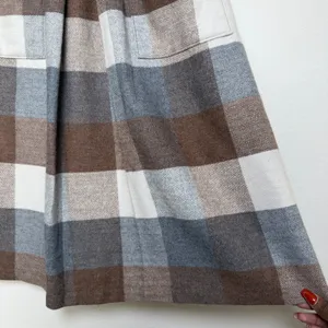 VTG 60s Women Wool Plaid Midi Skirt XS Brown Gray‎ Academia School Preppy thumbnail 4