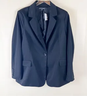 Adrianna Papell Twill One Button Blazer in Black Size Large thumbnail 4