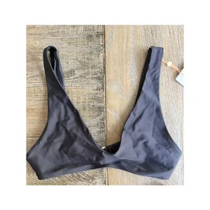 Quince NWT Italian Plunge Bikini Top and High-Rise High-Leg Bottoms Black Small thumbnail 5