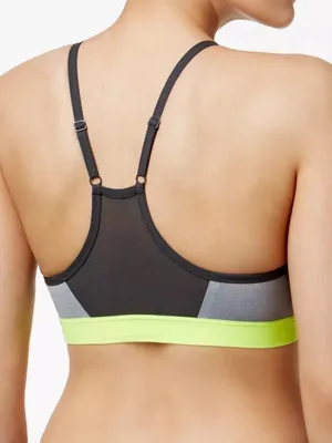 Nike Pro Indy Dri-FIT Gray Neon Yellow Mesh Sports Bra Size Large thumbnail 2