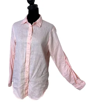 Ralph Lauren Relaxed Fit Linen Roll Tab Sleeve Top Womens S Minimalist‎ Pastel thumbnail 1