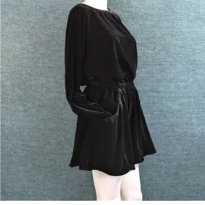 Universal Threads long sleeves velvet black mini length Dress size M romantic new thumbnail 10