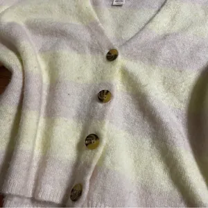 Billabong Coastal Boho Cropped Cardigan Small Beachy Purple Yellow Striped thumbnail 4
