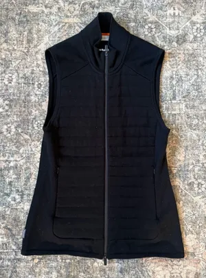Icebreaker Women ZoneKnit Black Merino Wool Quilted Full Zip Vest Small thumbnail 1