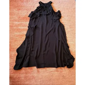 Nine West Ruffle Dress Size 6 Black High Neck Sleeveless Elegant thumbnail 6