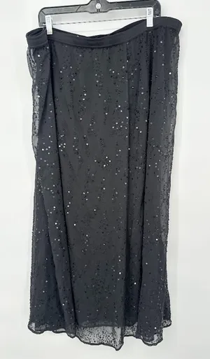 Soft Surroundings Black‎ Sequin Maxi Skirt Size 1X Flowy Party Witchy Whimsigoth thumbnail 1