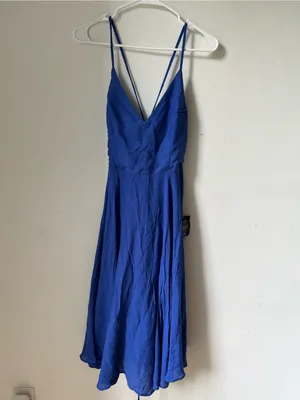 Lulus Troulos Royal Blue Lace Up Midi Dress Size M NWT Open Back Rayon thumbnail 7