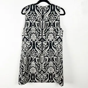 ALICE + OLIVIA Clyde Black White Exposed Back Zip A-Line Dress Size 12 Boho Chic thumbnail 2