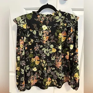 Sugarlips Night Bloom Wilhem Ruffle Blouse - Black Multi thumbnail 7