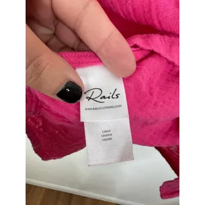 Rails Ellis Hibiscus Pink Organic Cotton‎ Gauze Button Down Shirt Large thumbnail 4