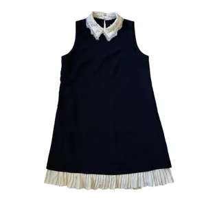 Nanette Lepore Navy Blue‎ Shift Dress Lace Peter Pan Collar Pleated Hem Womens 4 thumbnail 2
