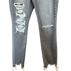 American Eagle Skinny‎ Jeans 14 Black Distressed High Rise Frayed Jegging Punk thumbnail 3