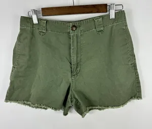 Abercrombie & Fitch Chino Shorts Womens 8 Green Raw Hem Cotton Gorp‎ Vtg Y2K thumbnail 1