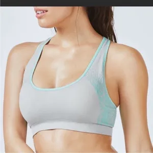Fabletics Renee Seamless Bra‎ Grey/Green Polka Dot Size Medium Moisture Wicking thumbnail 1