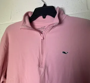 Vineyard Vines Pink Whale Logo 1/4 Zip Pullover Sweatshirt Women's Medium Cotton thumbnail 1
