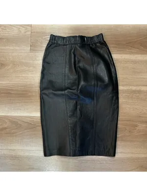 Vintage Positano Dark Brown Genuine Leather Midi Pencil Skirt Size 6 80s 90s thumbnail 3