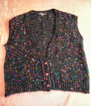 VTG Il Punto Di Firenze Made in Italy Speckled Confetti Knit Sweater Vest size M thumbnail 1