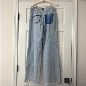 Sincerely Jules Jeans Juniors 5/27 Blue High Rise Wide Leg Distressed SJ28577AZW thumbnail 10