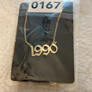 Personality Year 1990 Sterling Chain Gold Pendant Gift Necklace 19 inch thumbnail 2