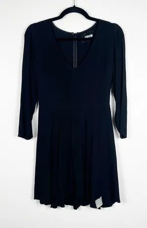 Reformation Womens Black V Neck Skater Mini Dress Long Sleeve‎ Size 8 thumbnail 1