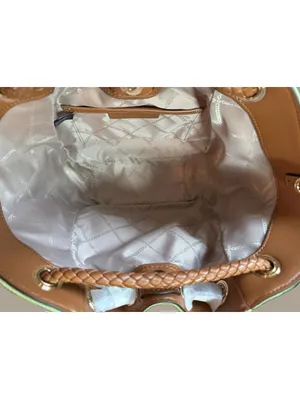Michael Kors Green Canvas and Brown Leather Tote thumbnail 4