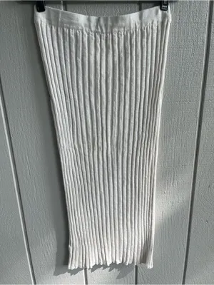 Free‎ People FP Beach Cotton Blend Ribbed Knit Veda Midi Skirt Ivory Size S thumbnail 6