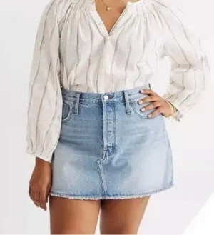Madewell Rigid Denim Relaxed Mini Skirt Button Fly thumbnail 3