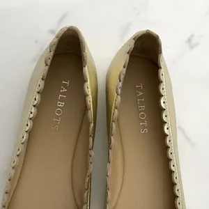 Talbots Penelope Gold Metallic Leather Scalloped Ballet Flats Size 7 Preppy chic thumbnail 3