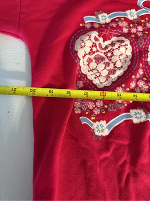 Vintage Land’n Sea Collared Hearts Hot Pink Medium Sweatshirt Bow Floral Print thumbnail 6